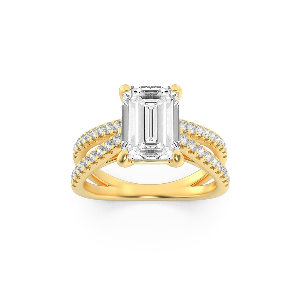 14KY 2ct Lab Diamond Emerald Cut Ring Size 7