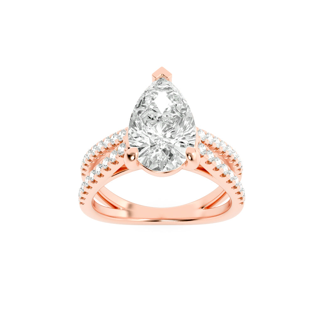 14KR 2ct Lab Diamond Split Shank Engagement Ring