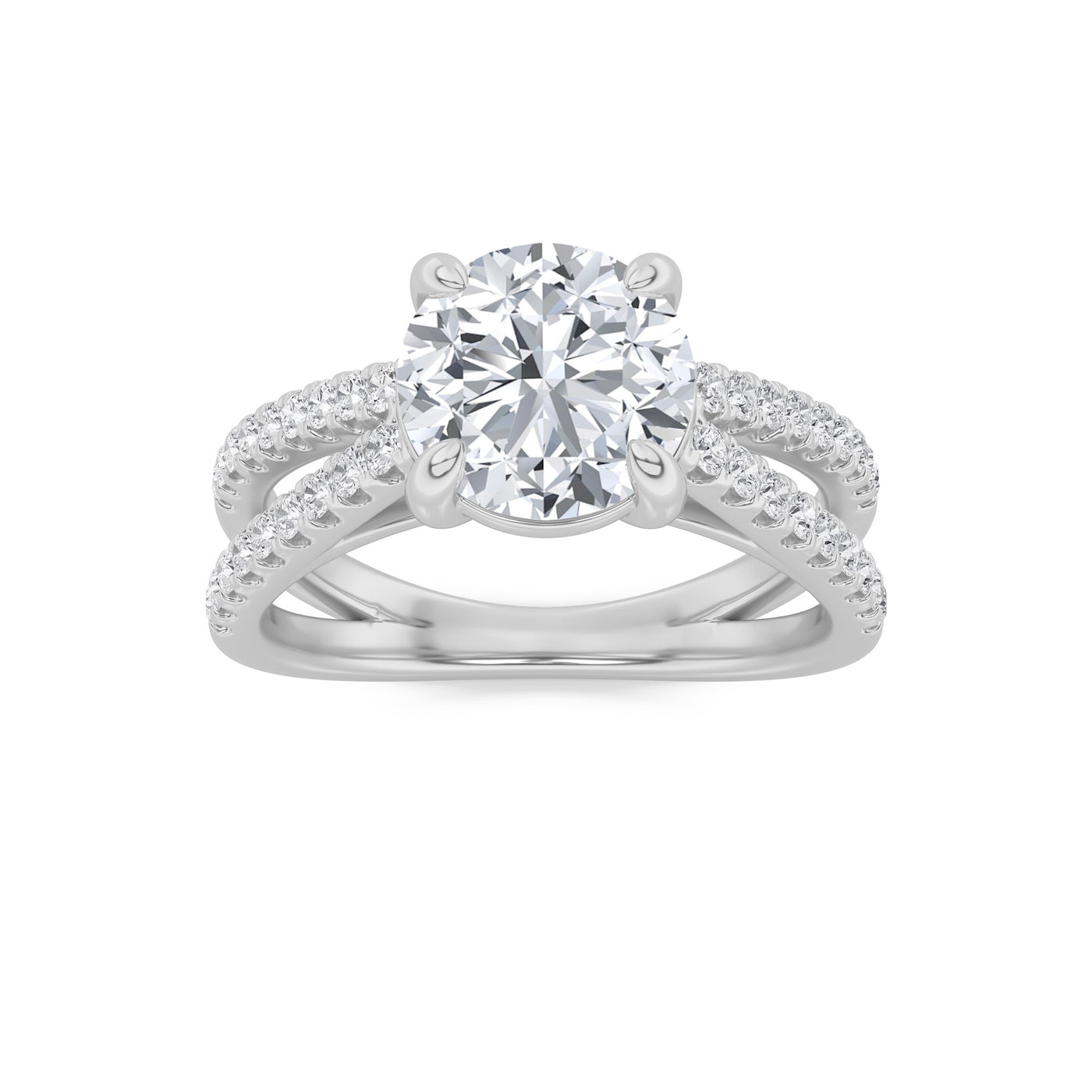 14KW 2ct Lab Diamond Split Shank Engagement Ring