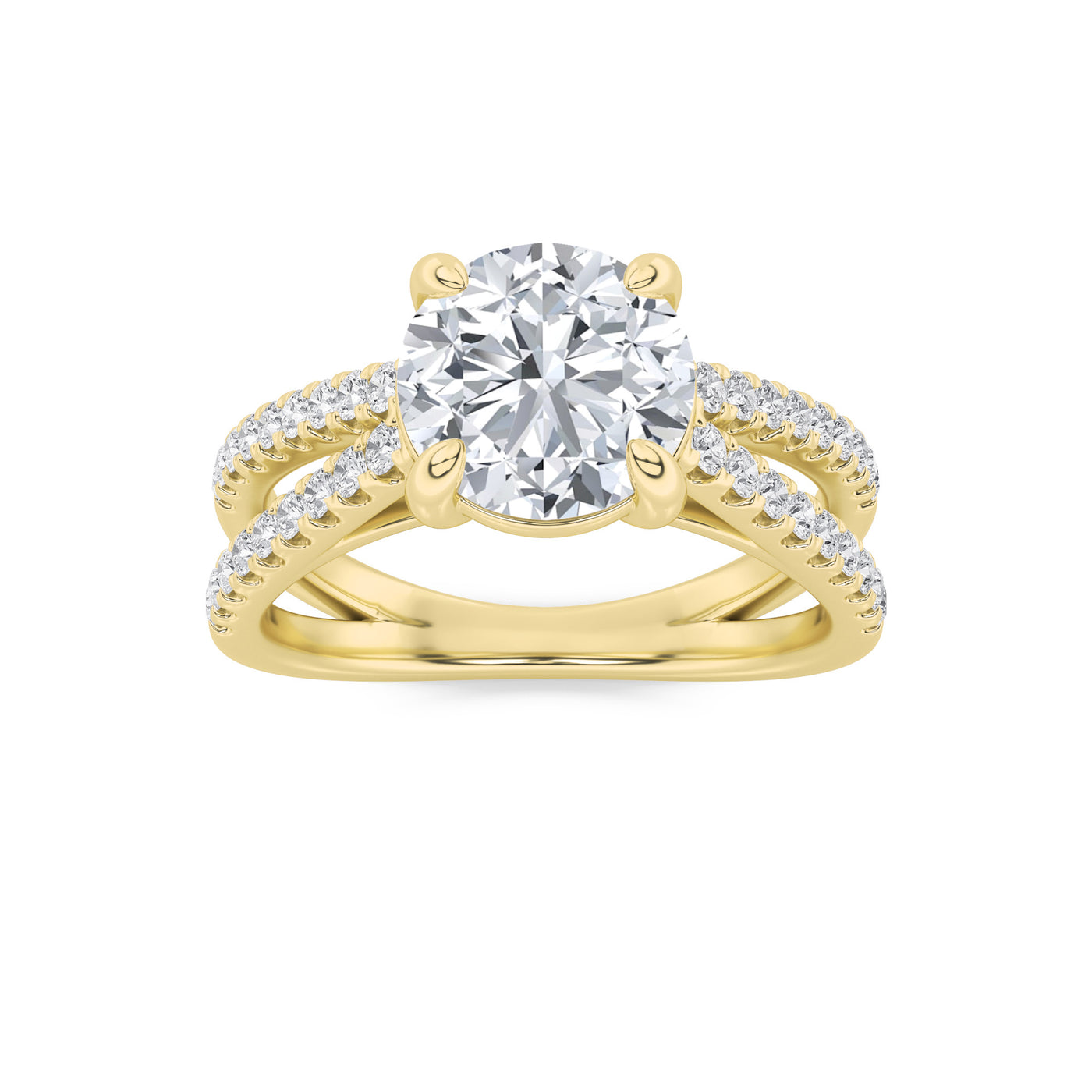 14KY 2ct Lab Diamond Split Shank Engagement Ring