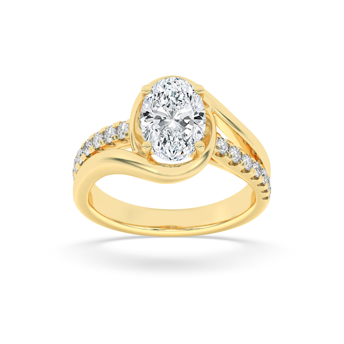 14KY 2ct Lab Diamond Oval Solitaire Engagement Ring