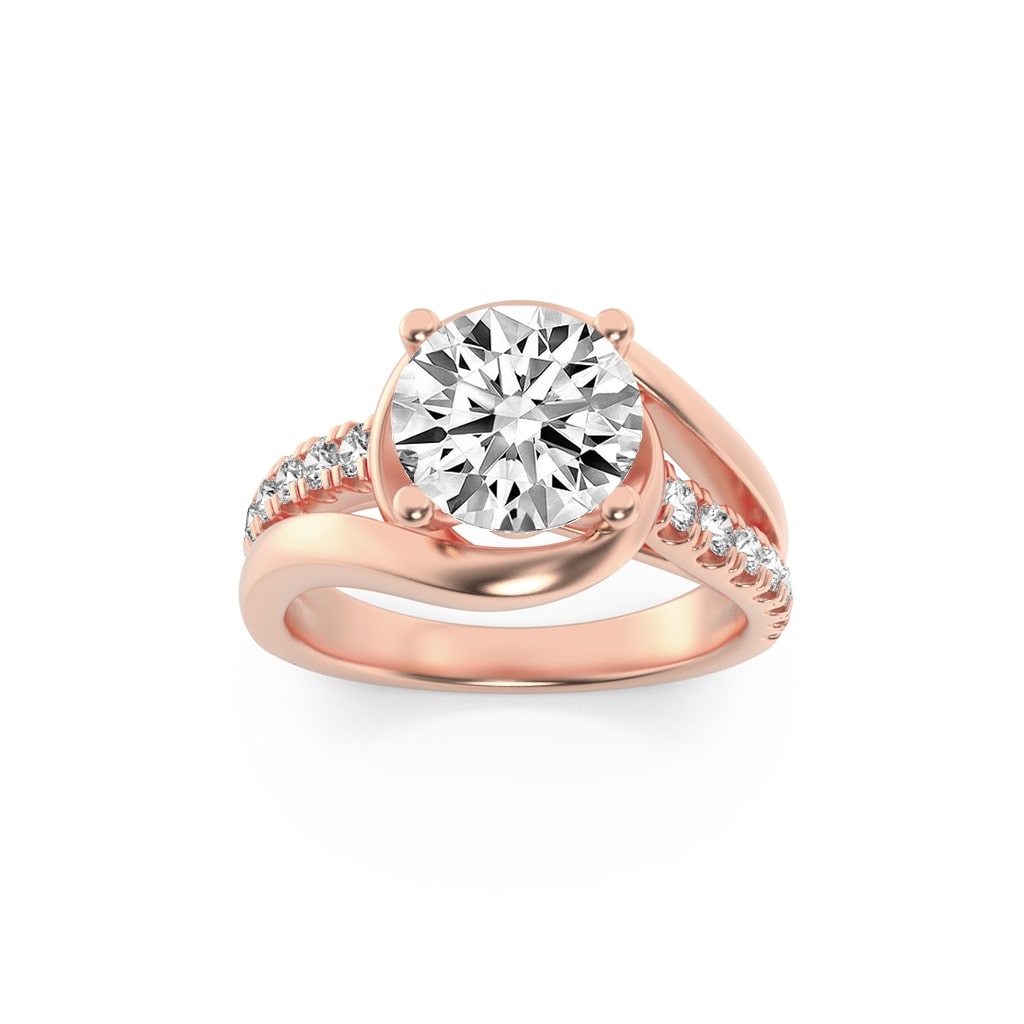 14K Rose Gold 2ct Lab Diamond Ring F+VS+ Solitaire