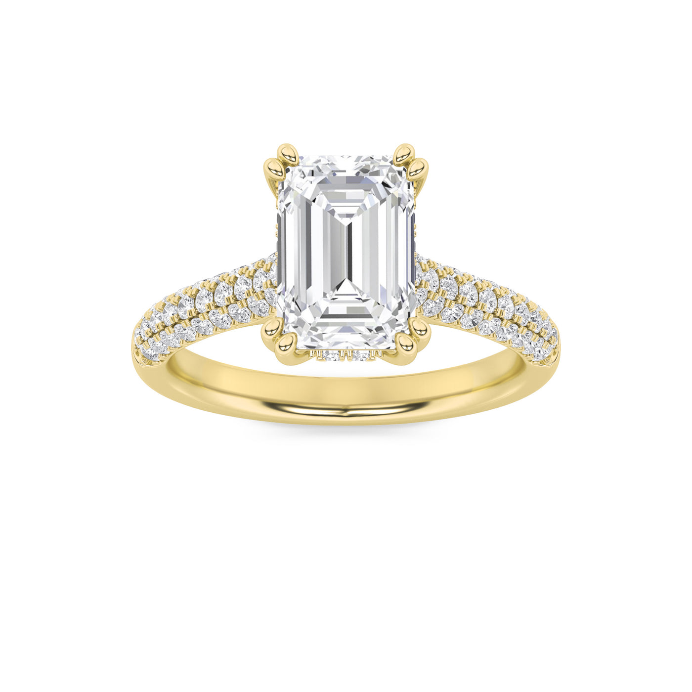 14KY 2.9ct Emerald Lab Diamond Solitaire Ring