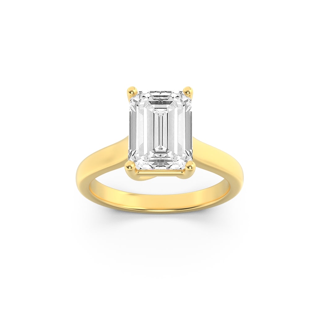 14K Yellow Gold 3ct Lab Emerald Diamond Ring