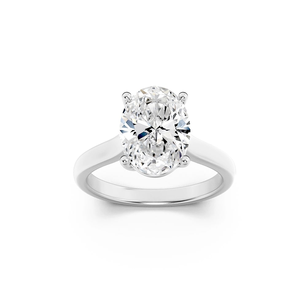 14K White Gold 1ct F+ VS+ Oval Lab Diamond Ring