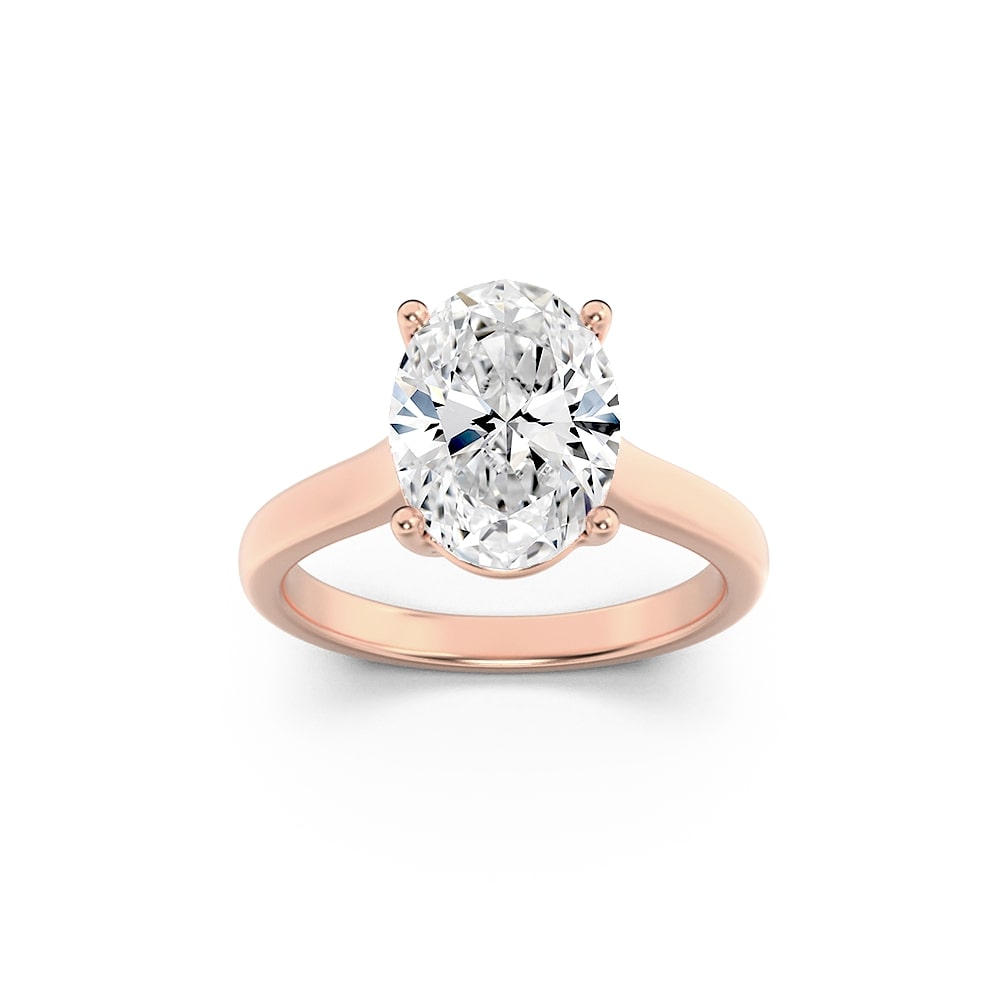 14KR 1ct Lab Oval Diamond Ring G+VS+ Solitaire