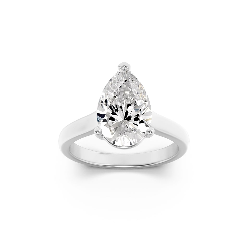 14K White Gold 1ct Lab Diamond Pear Ring