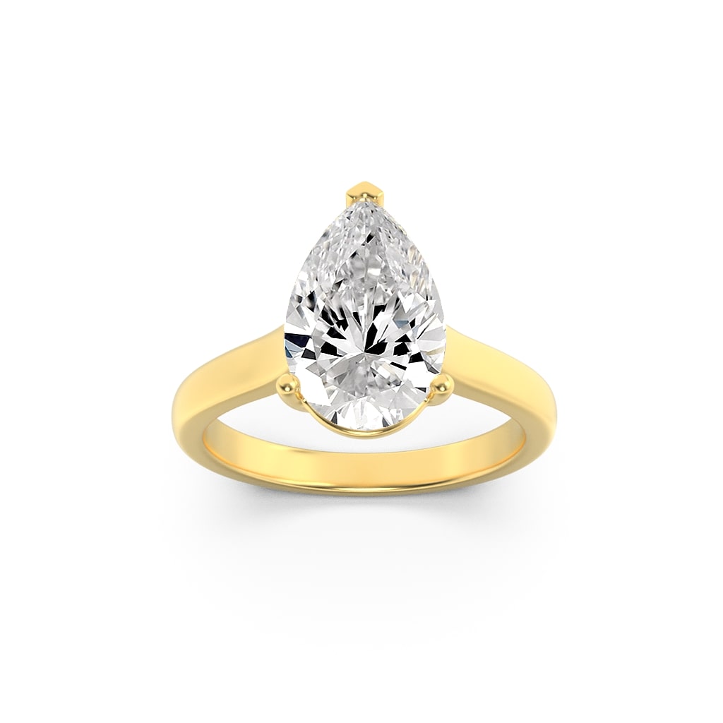 14KY 1ct Pear Lab Diamond Solitaire Ring G+VS+