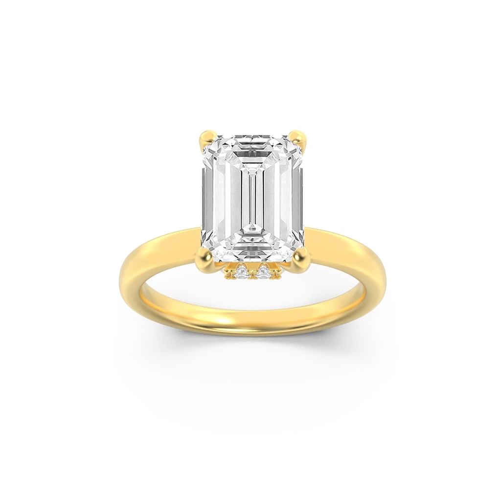 14K Yellow Gold 1ct Lab Diamond Emerald Ring