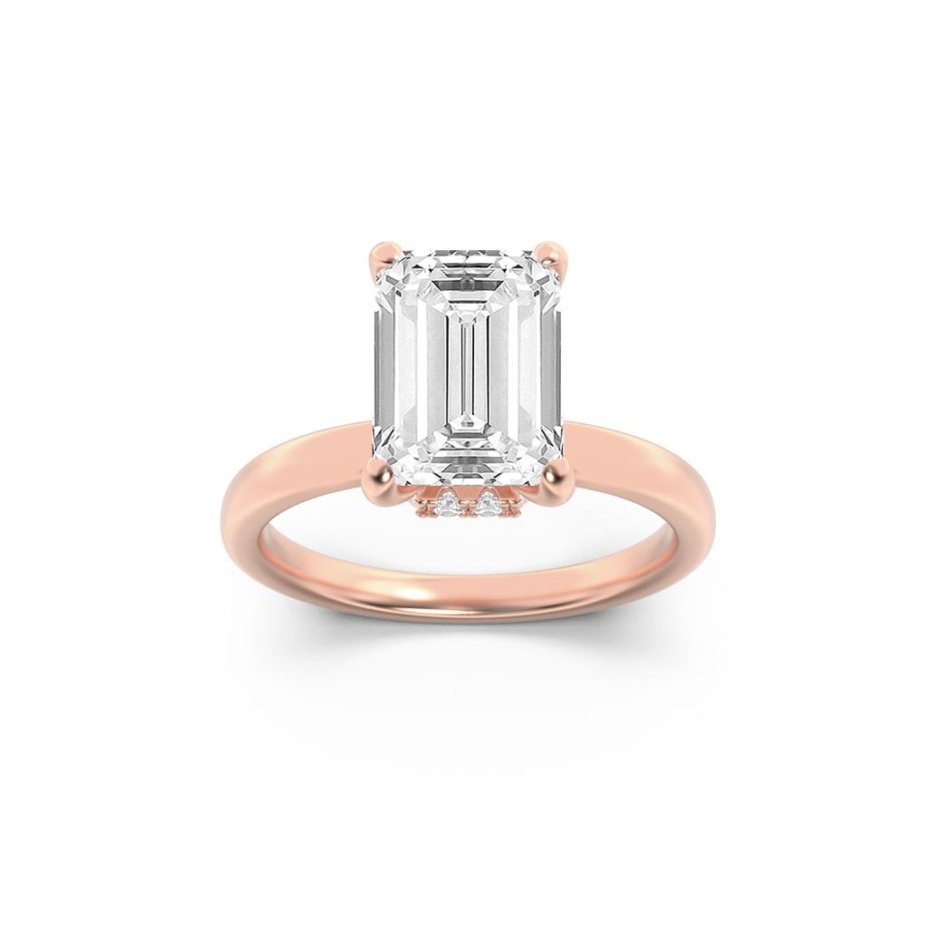 14K Rose Gold 1ct Lab Diamond Emerald Cut Ring