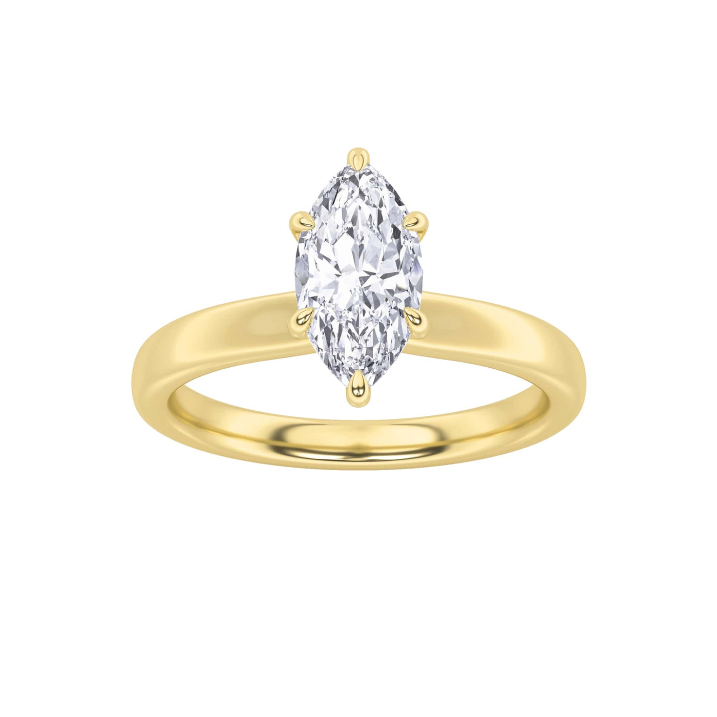 14K Yellow Gold 3ct Marquise Lab Diamond Solitaire Ring