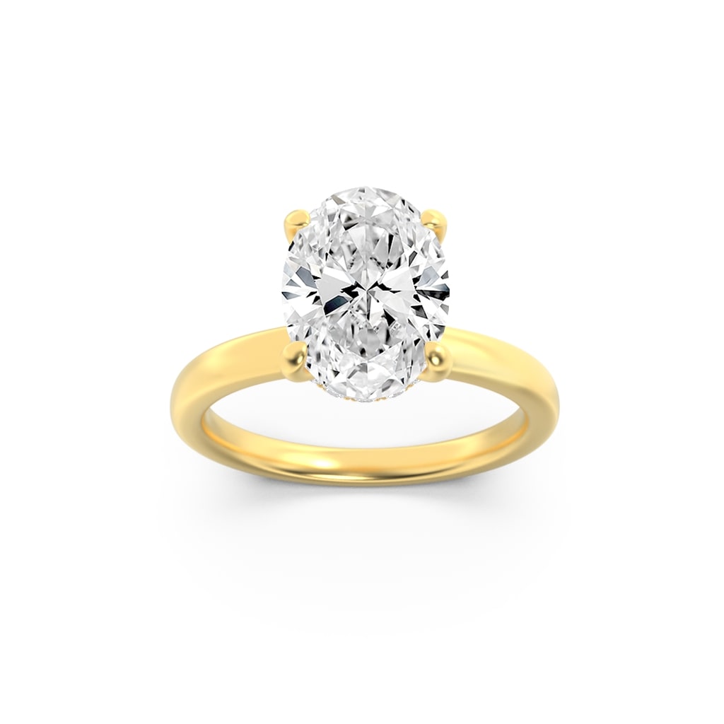 14K Yellow Gold 1ctw Lab Oval Diamond Ring F+VS+