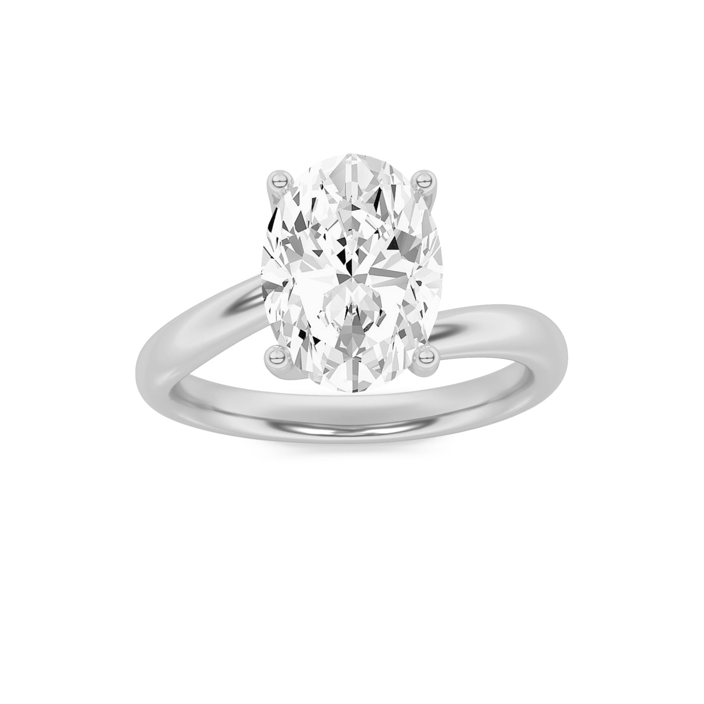 14KW 3ct Lab Diamond Oval Solitaire Engagement Ring