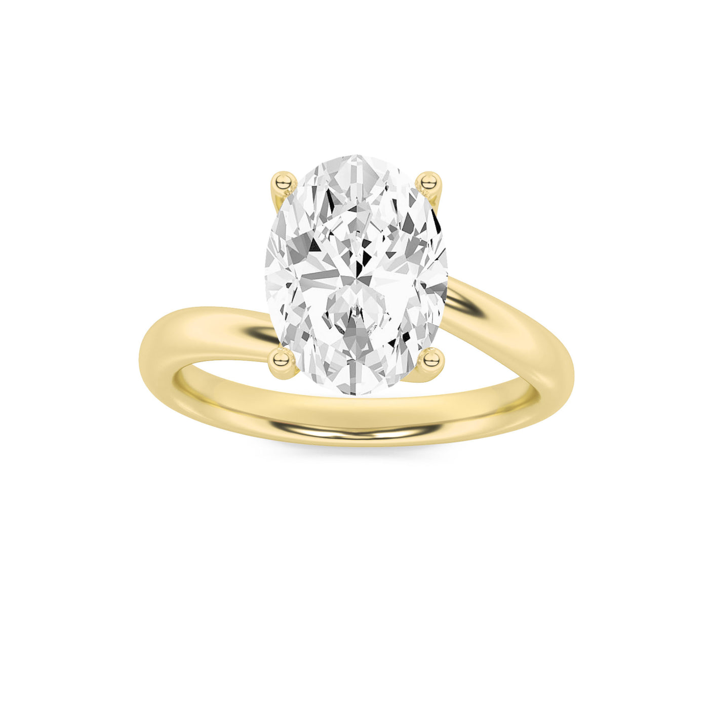 14KY 1ct Lab Diamond Oval Solitaire Engagement Ring