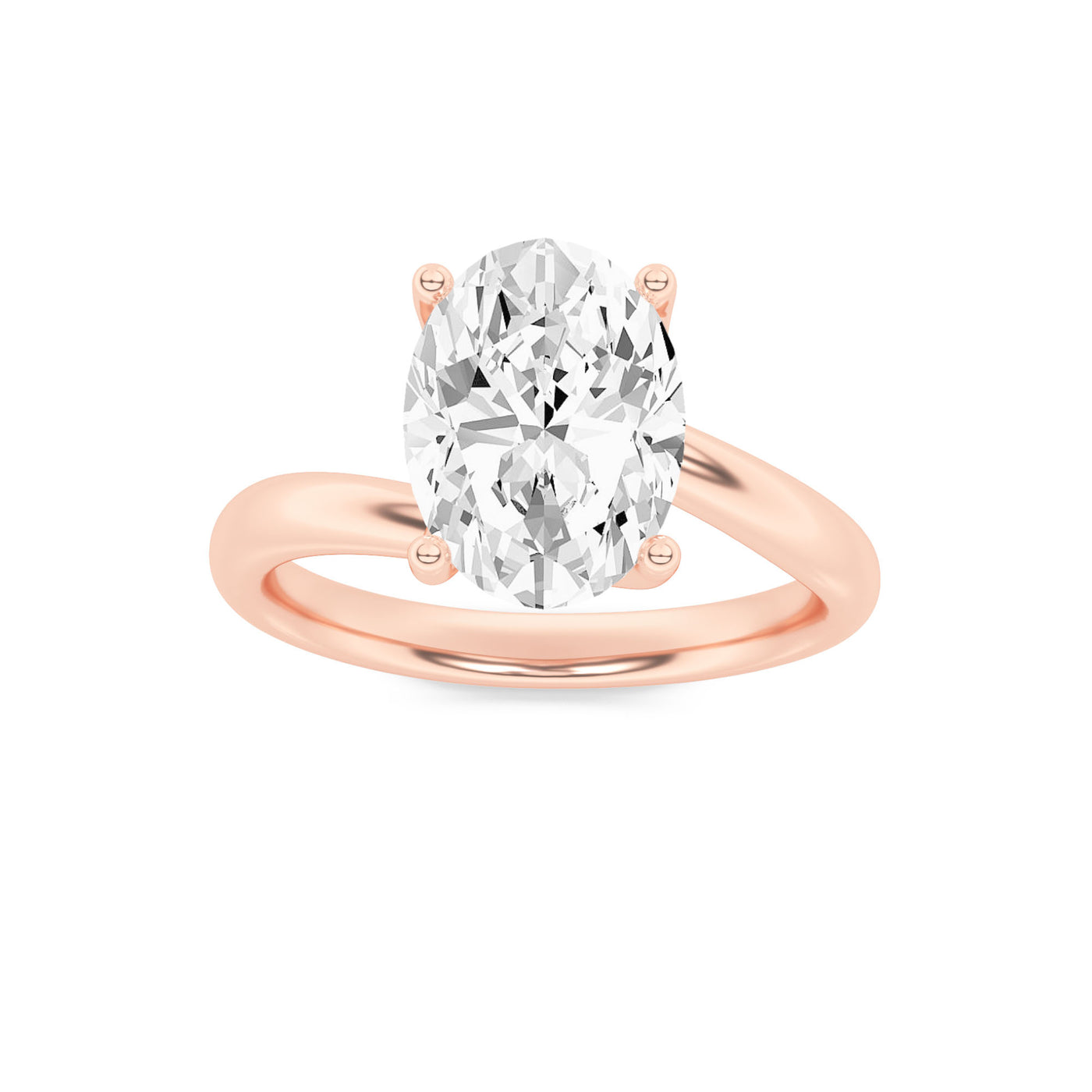 14KR 2.1ct Lab Diamond Oval Solitaire Engagement Ring