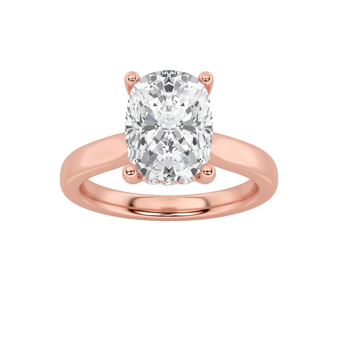 14K Rose Gold 2ct Lab Diamond Ring F+VS+ Center Stone