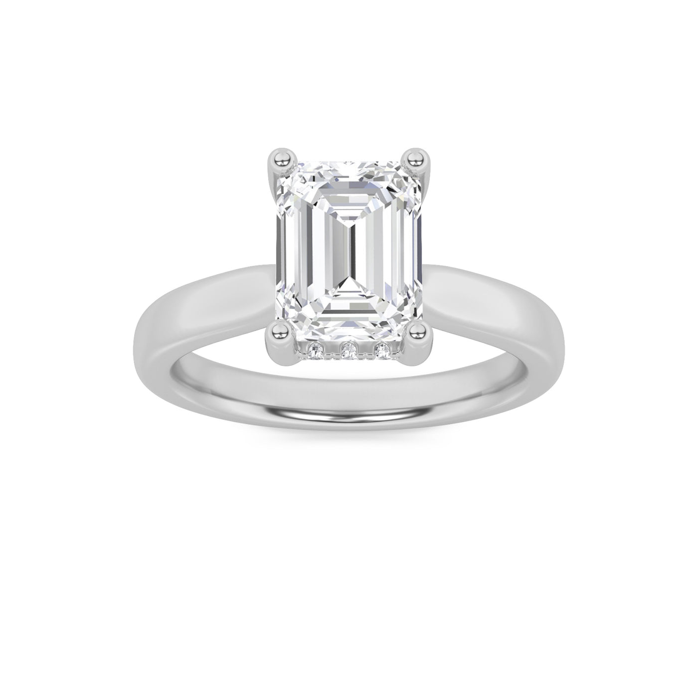 14KW 2ct Lab Diamond Emerald Solitaire Ring