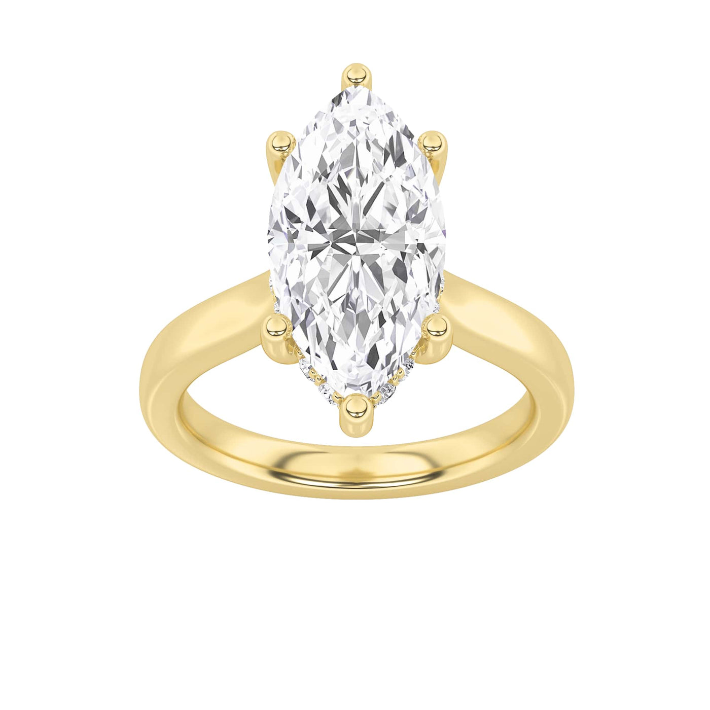 14K Yellow Gold 3ct Marquise Lab Diamond Solitaire Ring