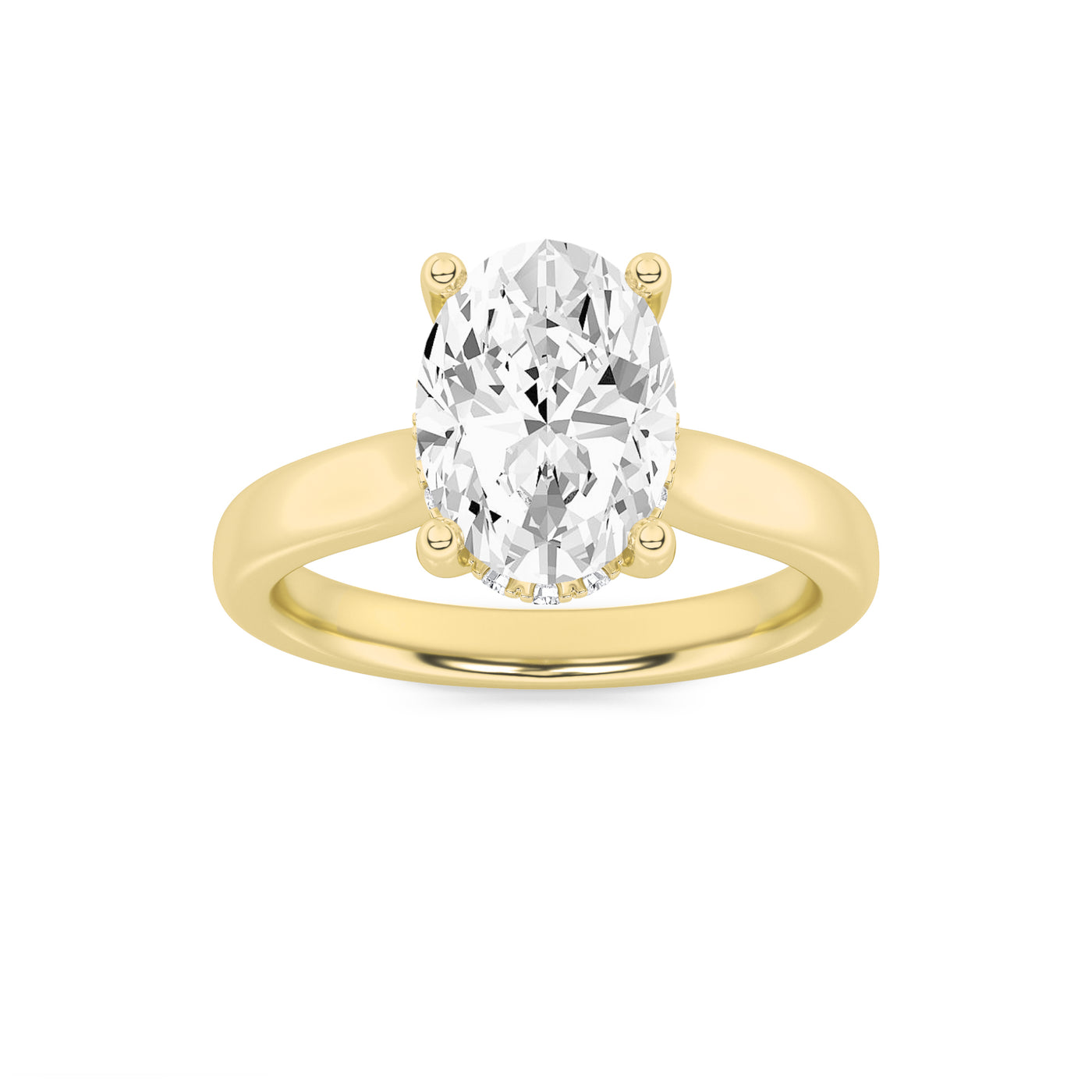 14KY 3ct Lab Oval Diamond Solitaire Engagement Ring