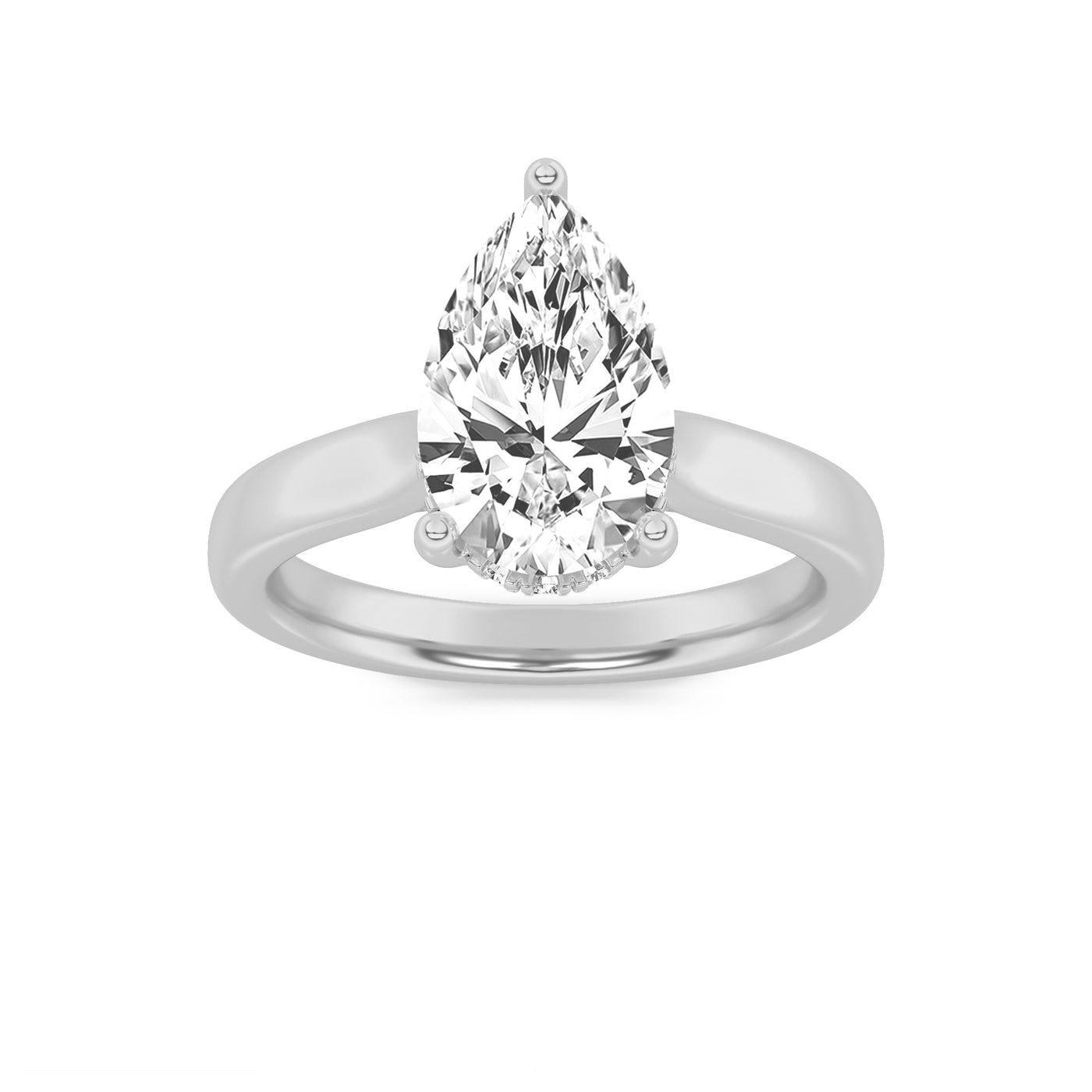 14KW 2ct Lab Pear Diamond Solitaire Engagement Ring