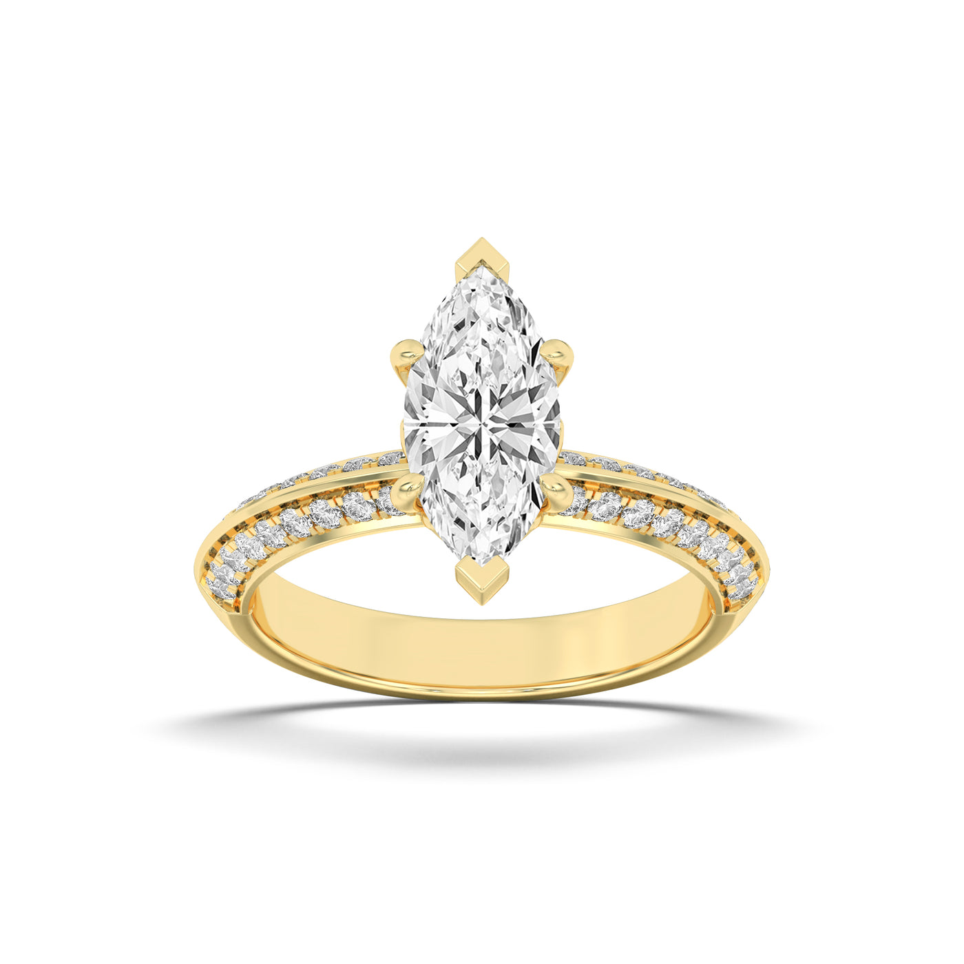 14KY 2ct Lab Diamond Marquise Channel Engagement Ring