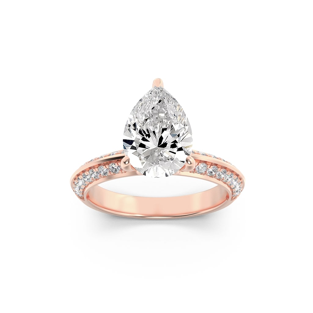 14K Rose Gold 2ct Lab Pear Diamond Signature Ring