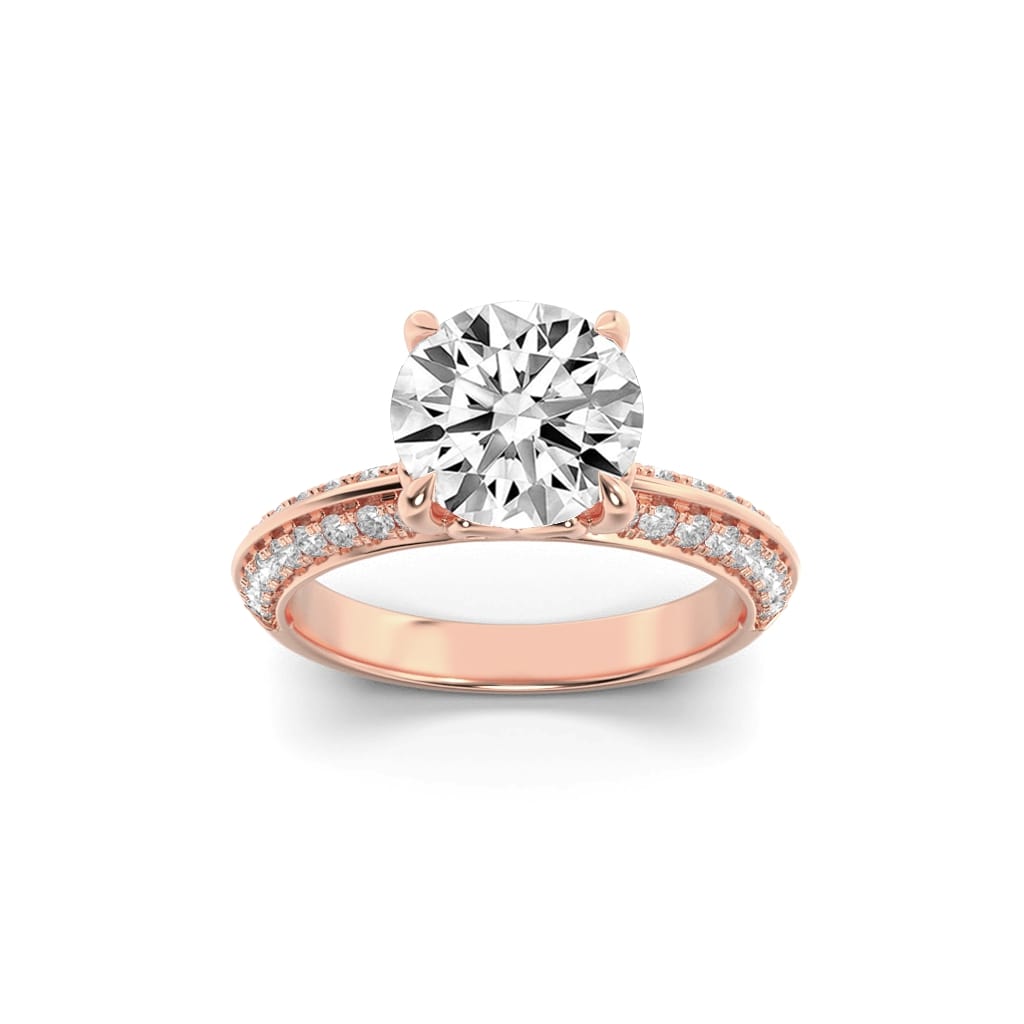 14K Rose Gold 2ct Lab Diamond Ring F+VS+ Center Stone