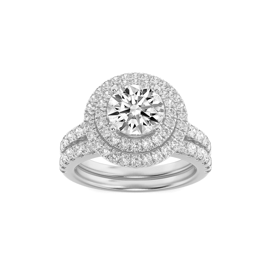 14KW 2ct Lab Diamond Halo Engagement Ring