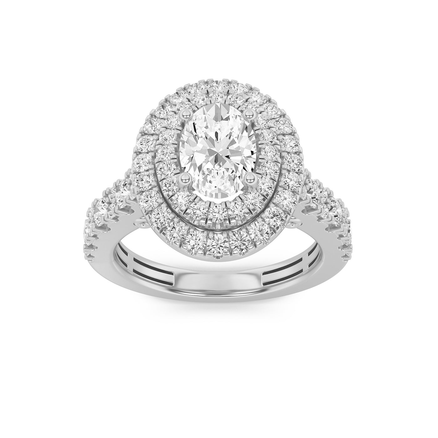 14KW 2ct Lab Diamond Oval Halo Engagement Ring