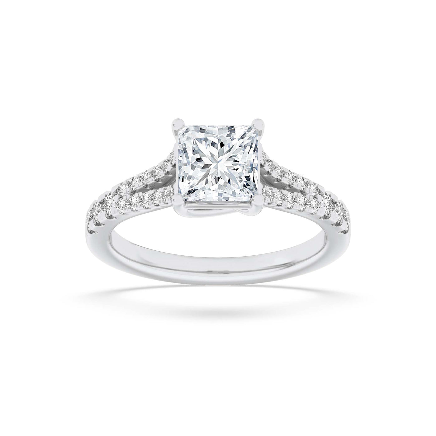 14KW 2.98ct Lab Diamond Split Shank Engagement Ring