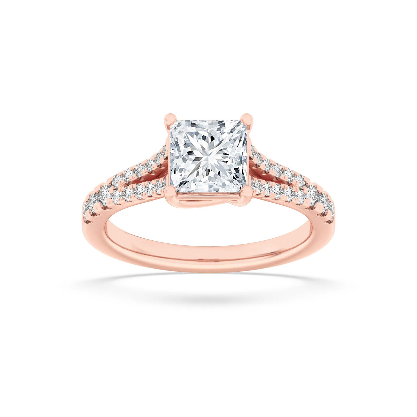 14KR 2ct Lab Diamond Split Shank Engagement Ring