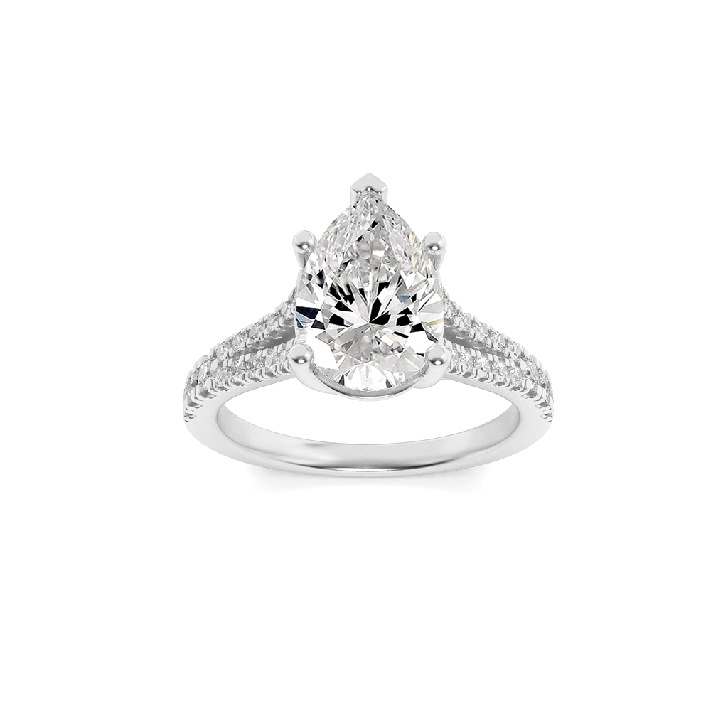14KW 2ct Lab Diamond Pear Solitaire Engagement Ring