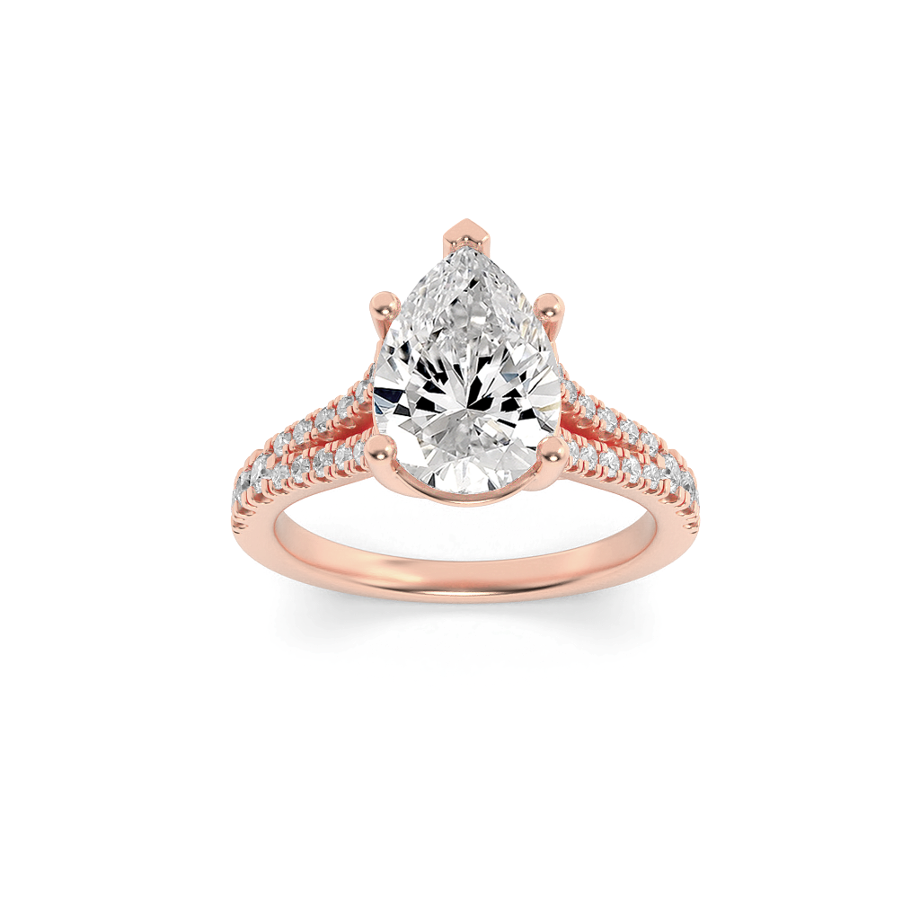 14K Rose Gold 2ct Lab Pear Diamond Solitaire Ring