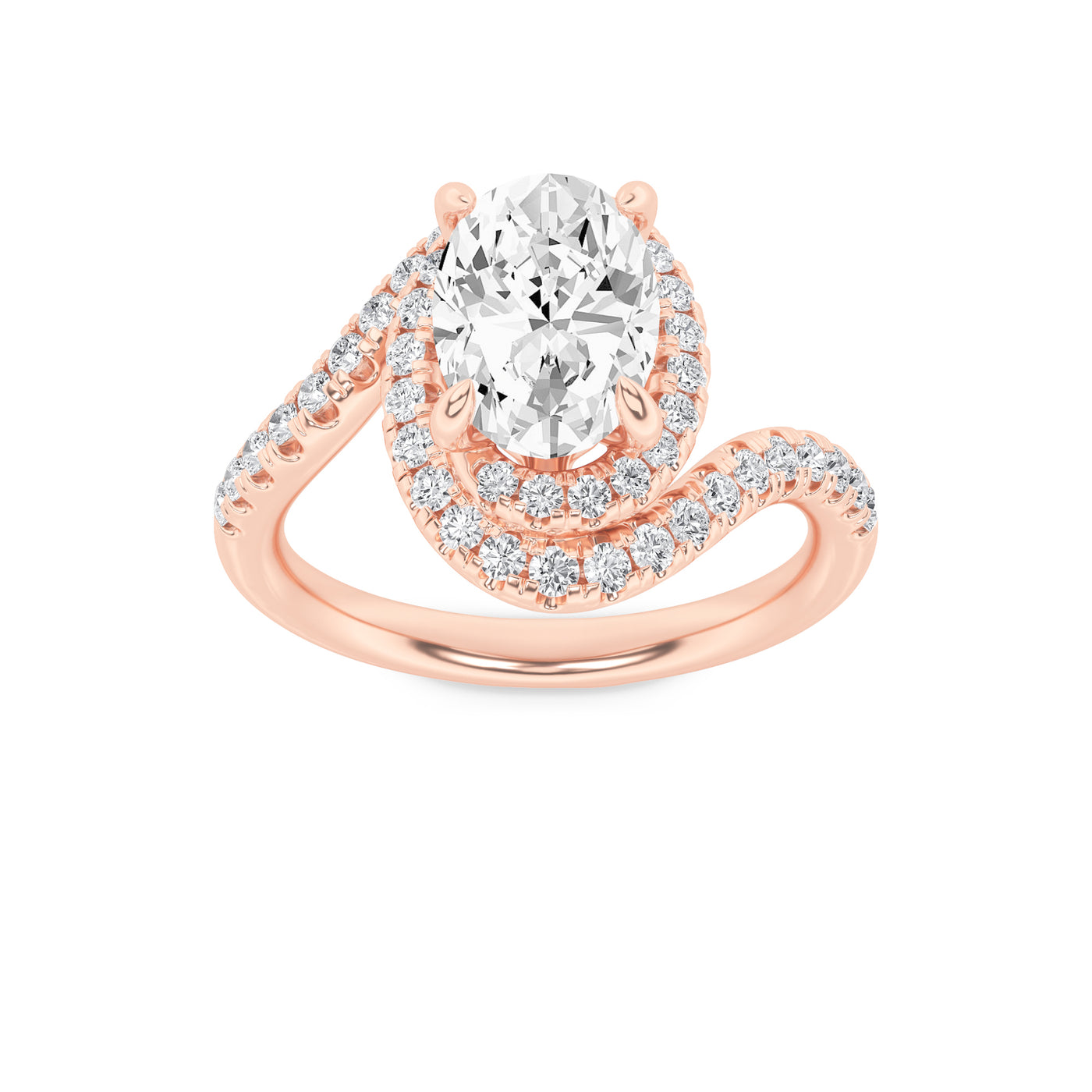14KR 1.9ct Lab Diamond Oval Halo Engagement Ring
