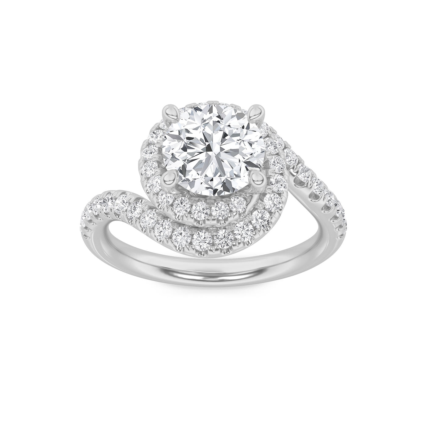 14KW 2ct Lab Diamond Halo Engagement Ring, Size 7