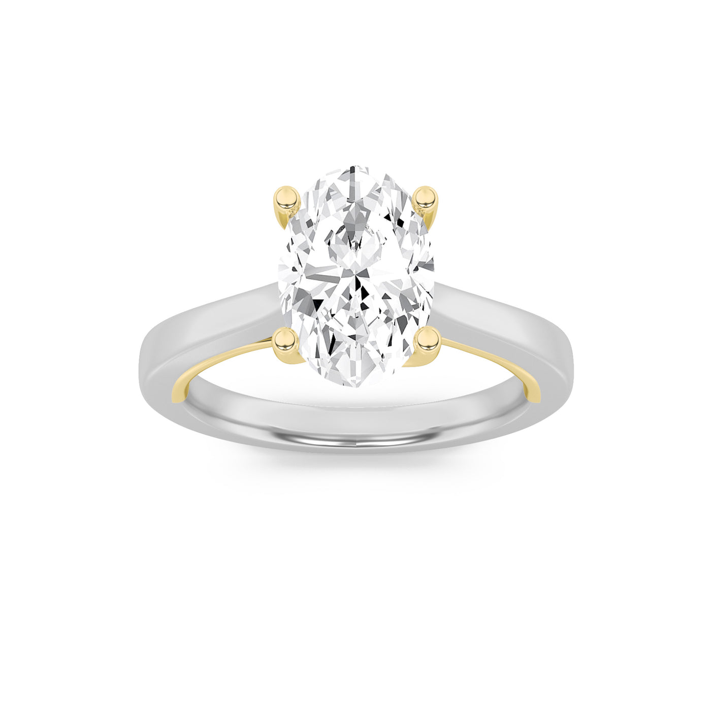 14K WY Lab Diamond Oval Solitaire Ring 2ct
