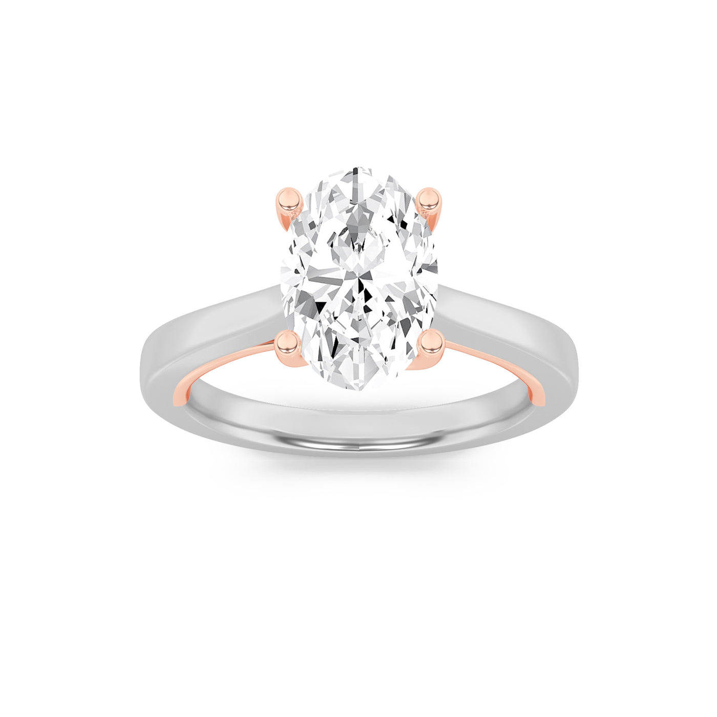 14K White Gold 2ct Lab Diamond Oval Solitaire Ring