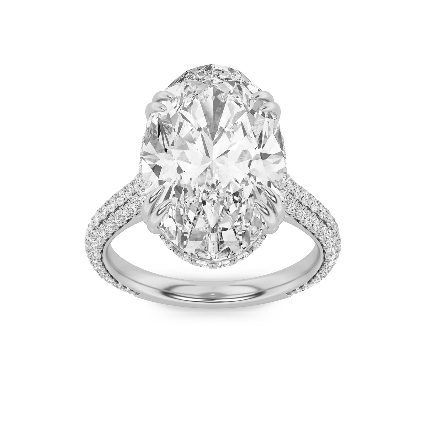 14KW 6.9ct Oval Lab Diamond Halo Engagement Ring