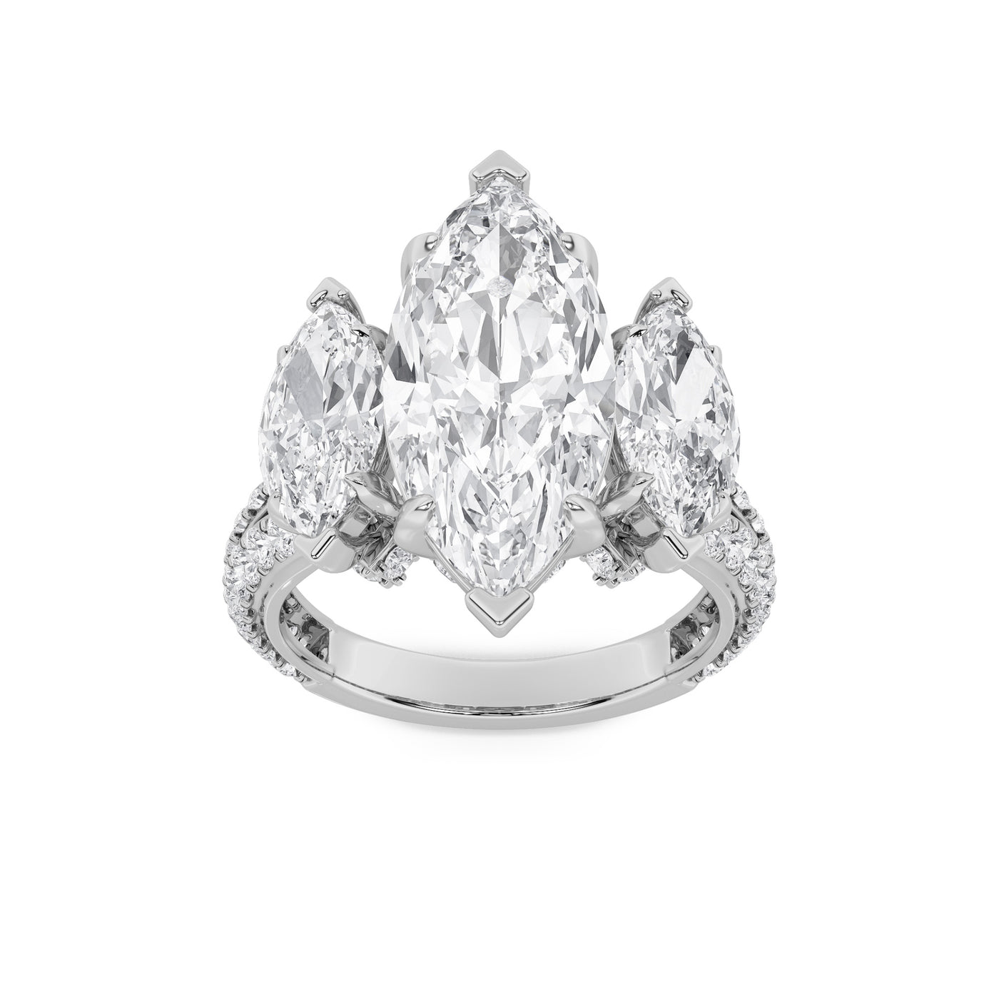 14KW 7.9ct Lab Diamond Marquise Cluster Ring