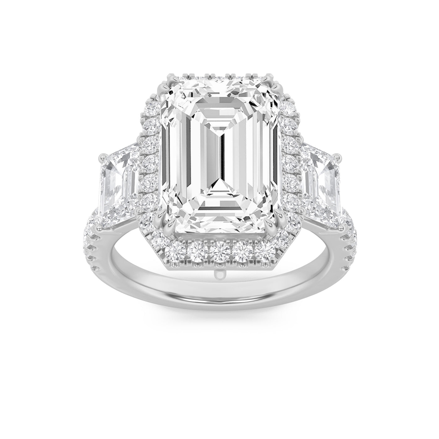 14KW 7.1ct Lab Diamond Three-Stone Engagement Ring