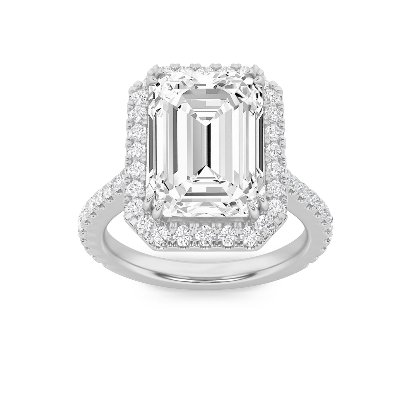 14KW 5.8ct Lab Diamond Halo Engagement Ring