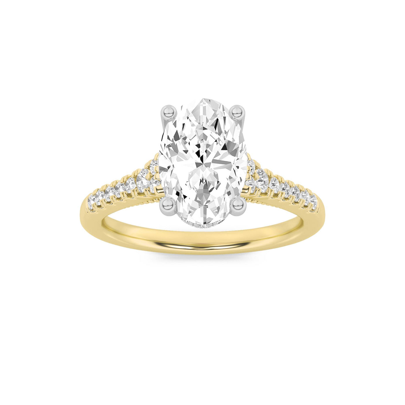 14K White Gold Lab Diamond Oval Solitaire Ring 1.5ct