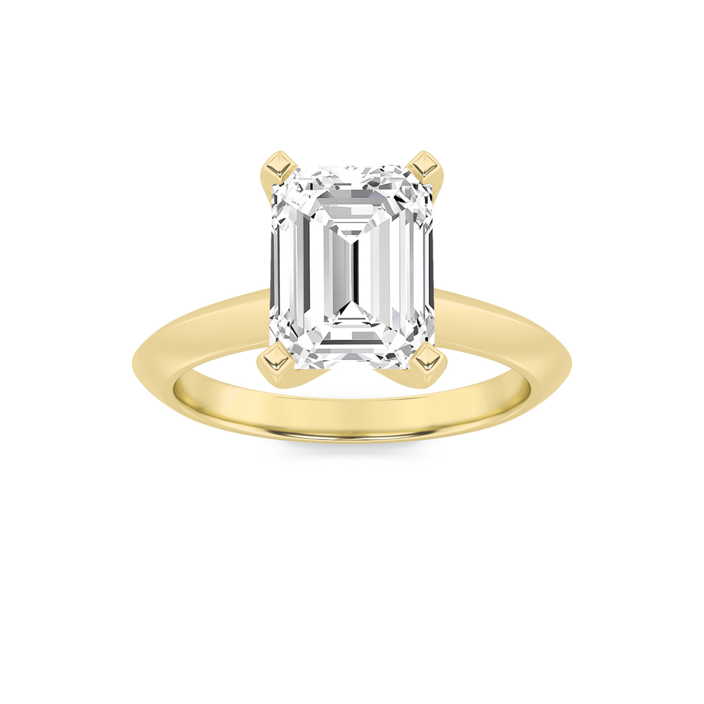 14KY 1ct Lab Diamond Emerald Solitaire Ring