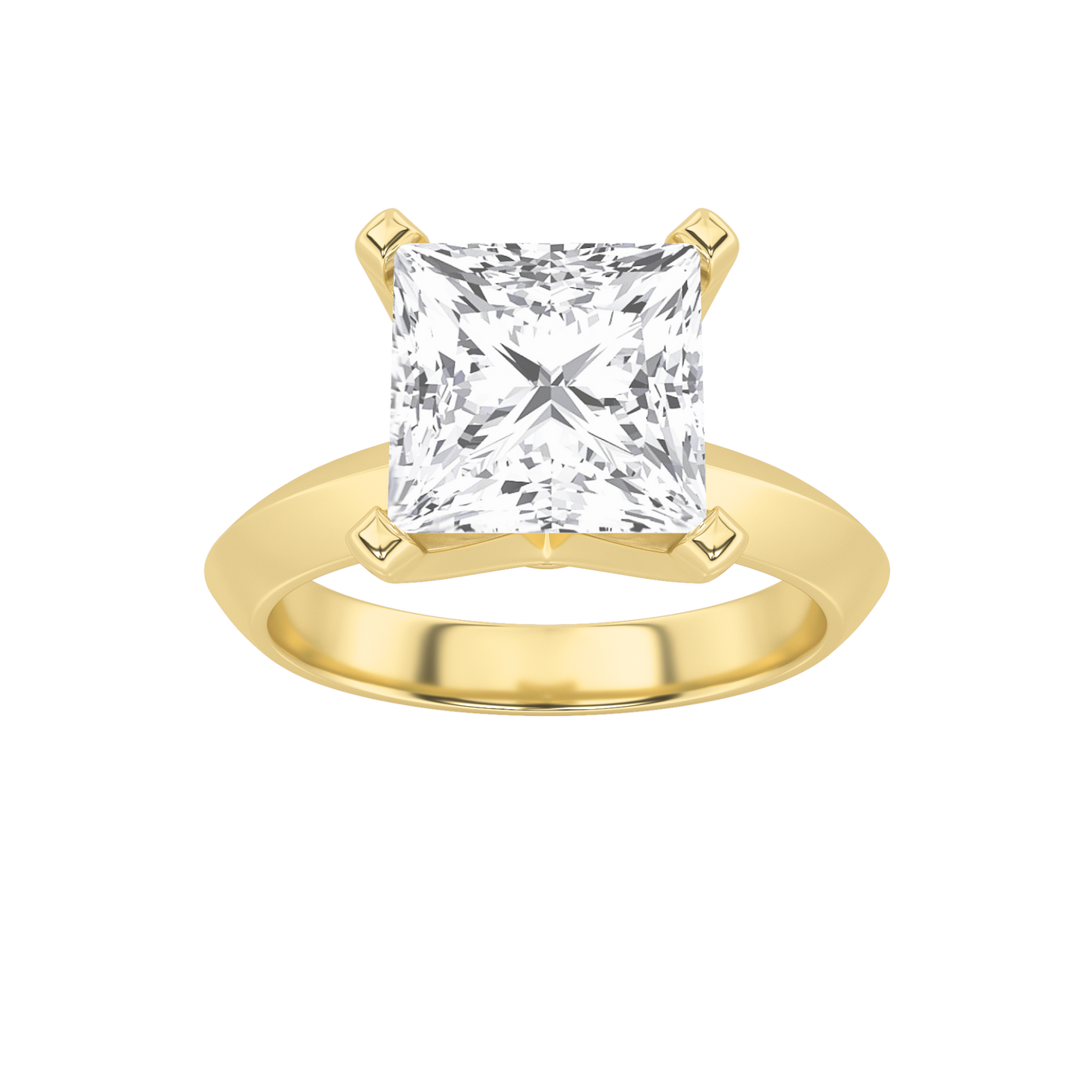 14K Yellow Gold 3ct Lab Diamond Solitaire Engagement Ring