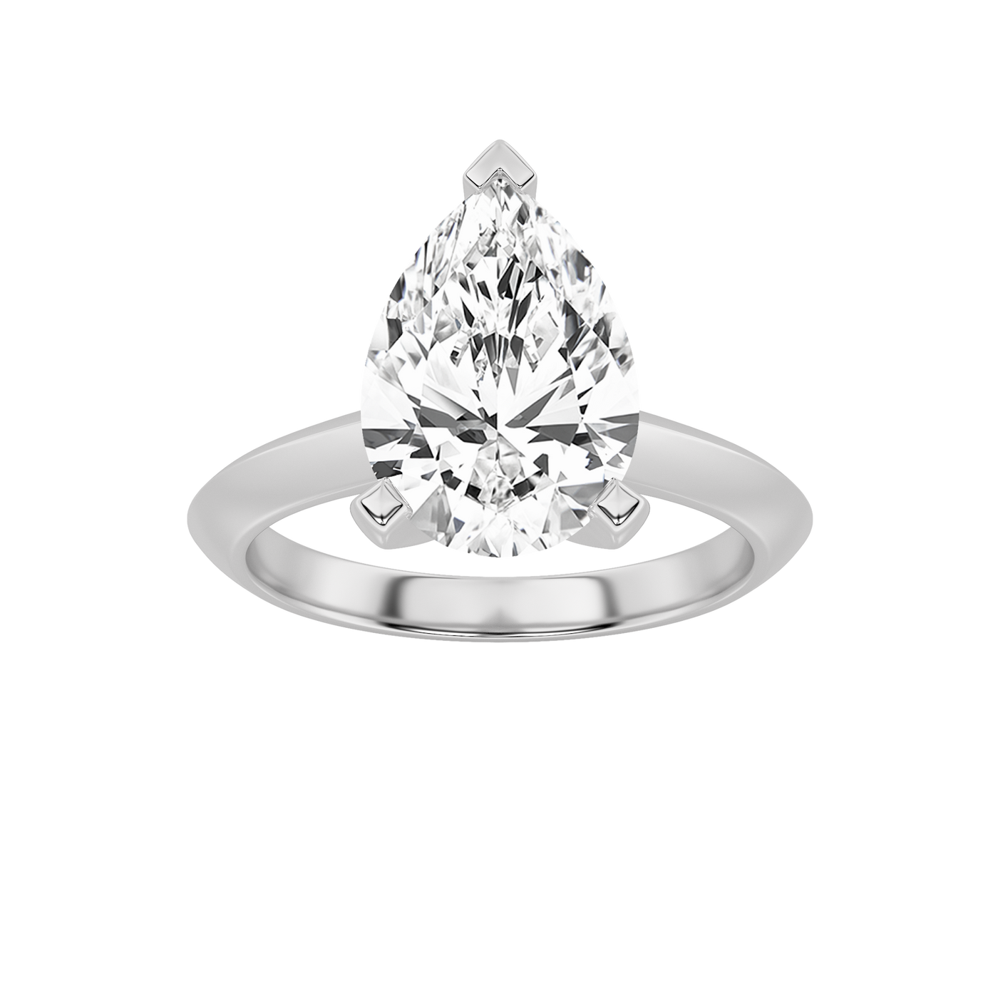 14K White Gold 2ct Lab Diamond Pear Solitaire Ring