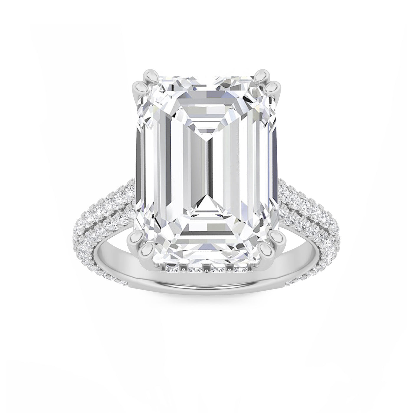 14KW 7.9ct Lab Diamond Emerald Solitaire Ring