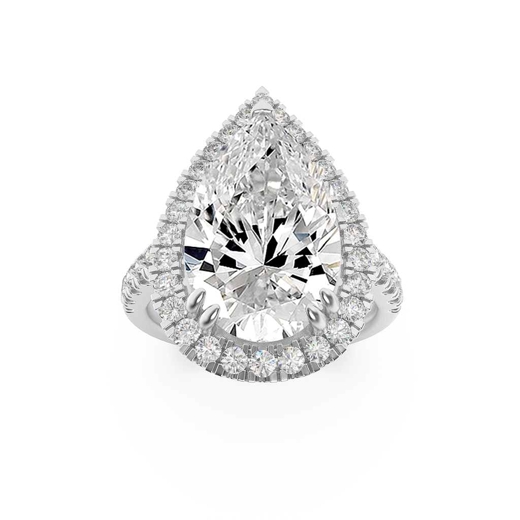 14KW 6ct Lab Diamond Halo Engagement Ring