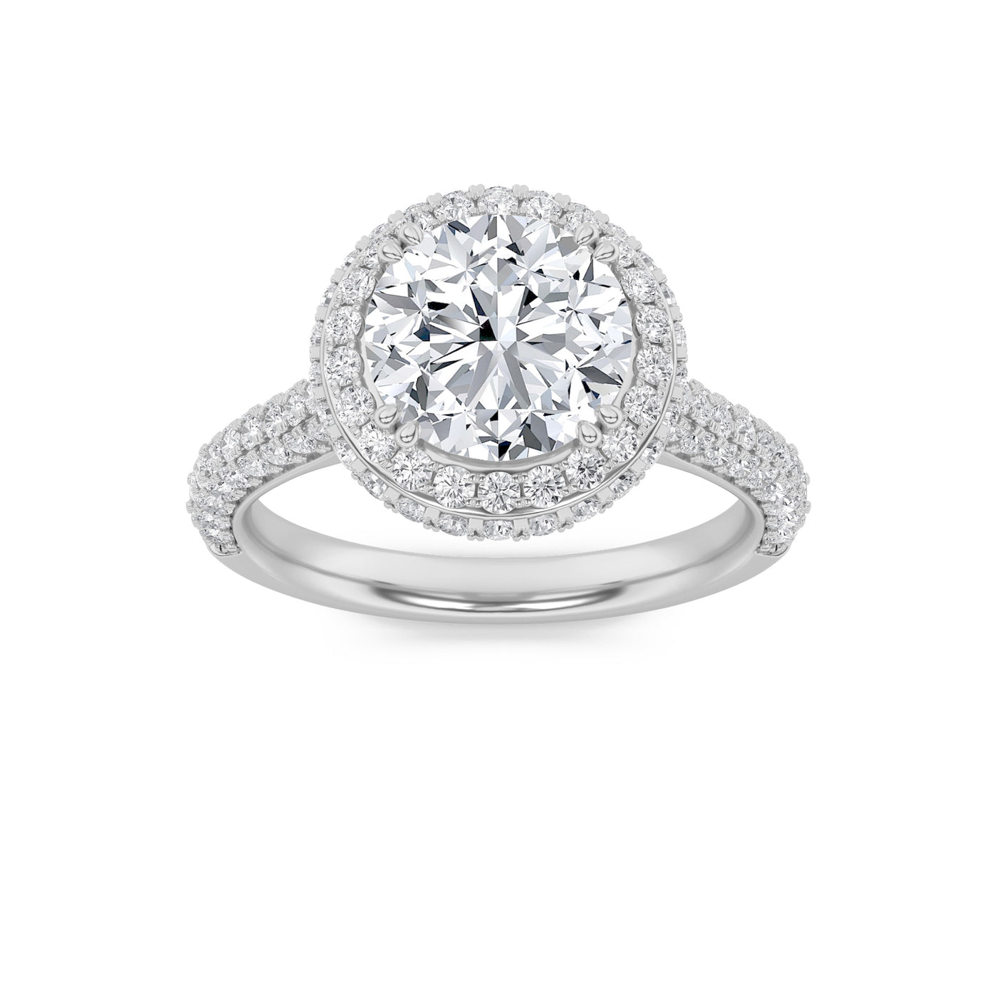 14KW 3ct Lab Diamond Halo Engagement Ring