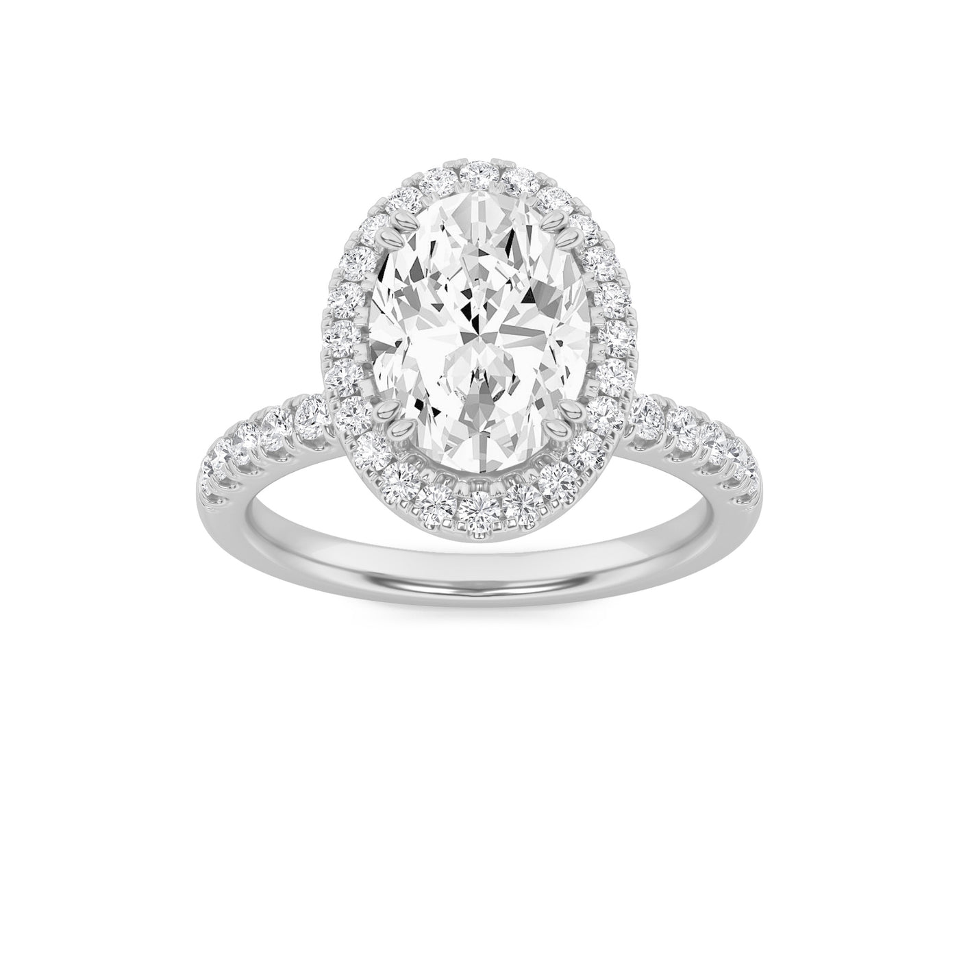 14KW 3.1ct Oval Lab Diamond Halo Engagement Ring