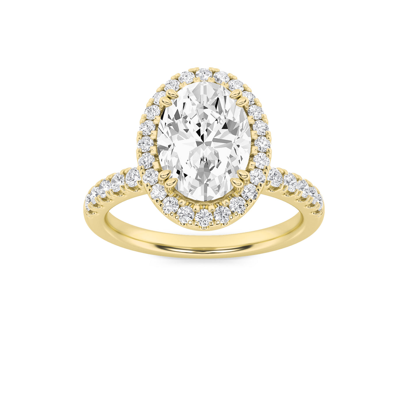 14KY 3.1ct Oval Lab Diamond Halo Engagement Ring